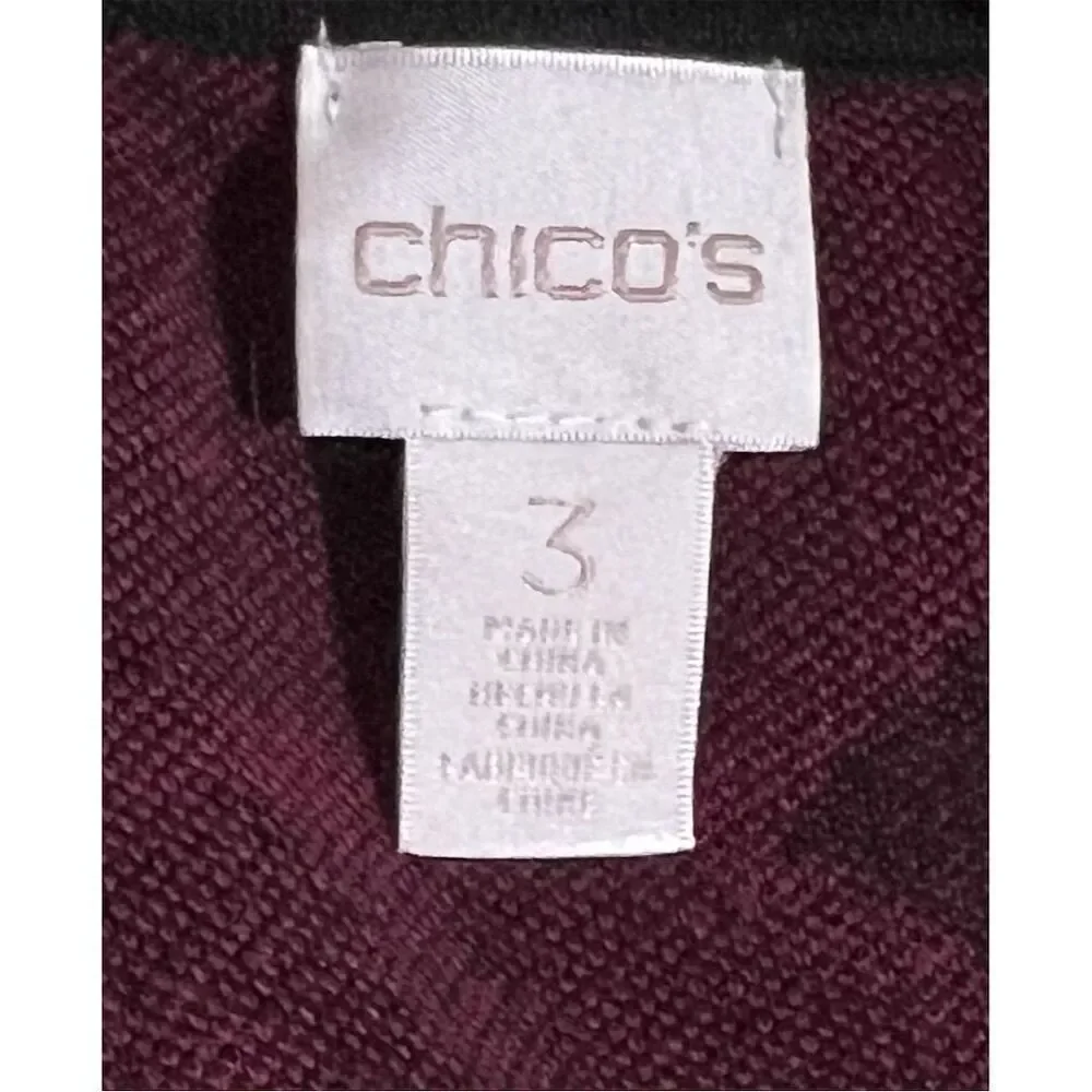 Chico's Women's Cardigan Sweater Size (XL) Black & Red Knit Long Sleeve